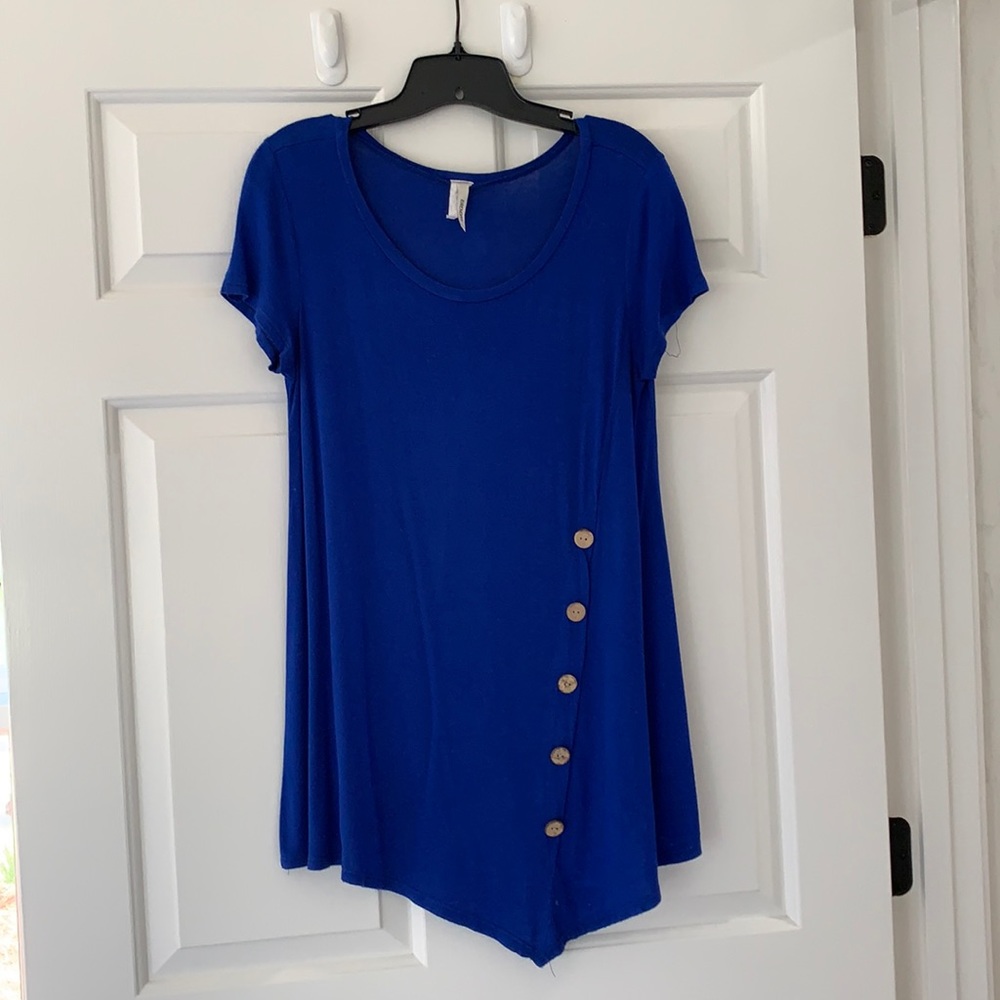 Royal Blue Relaxed Fit Asymmetrical Top